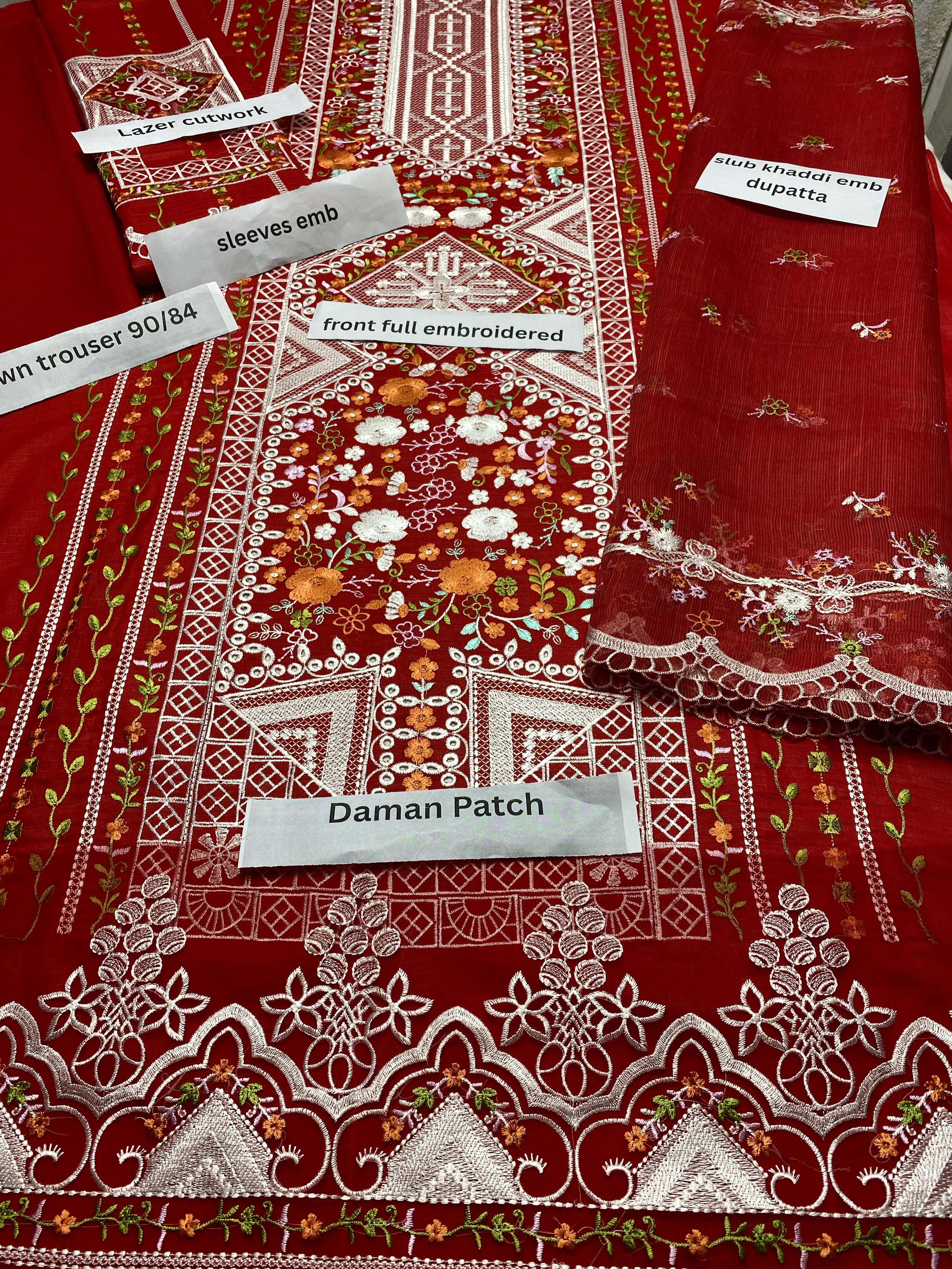 New Volume Lawn Embroidered 3PC Suit – Chikan Kari & Khadi Dupatta