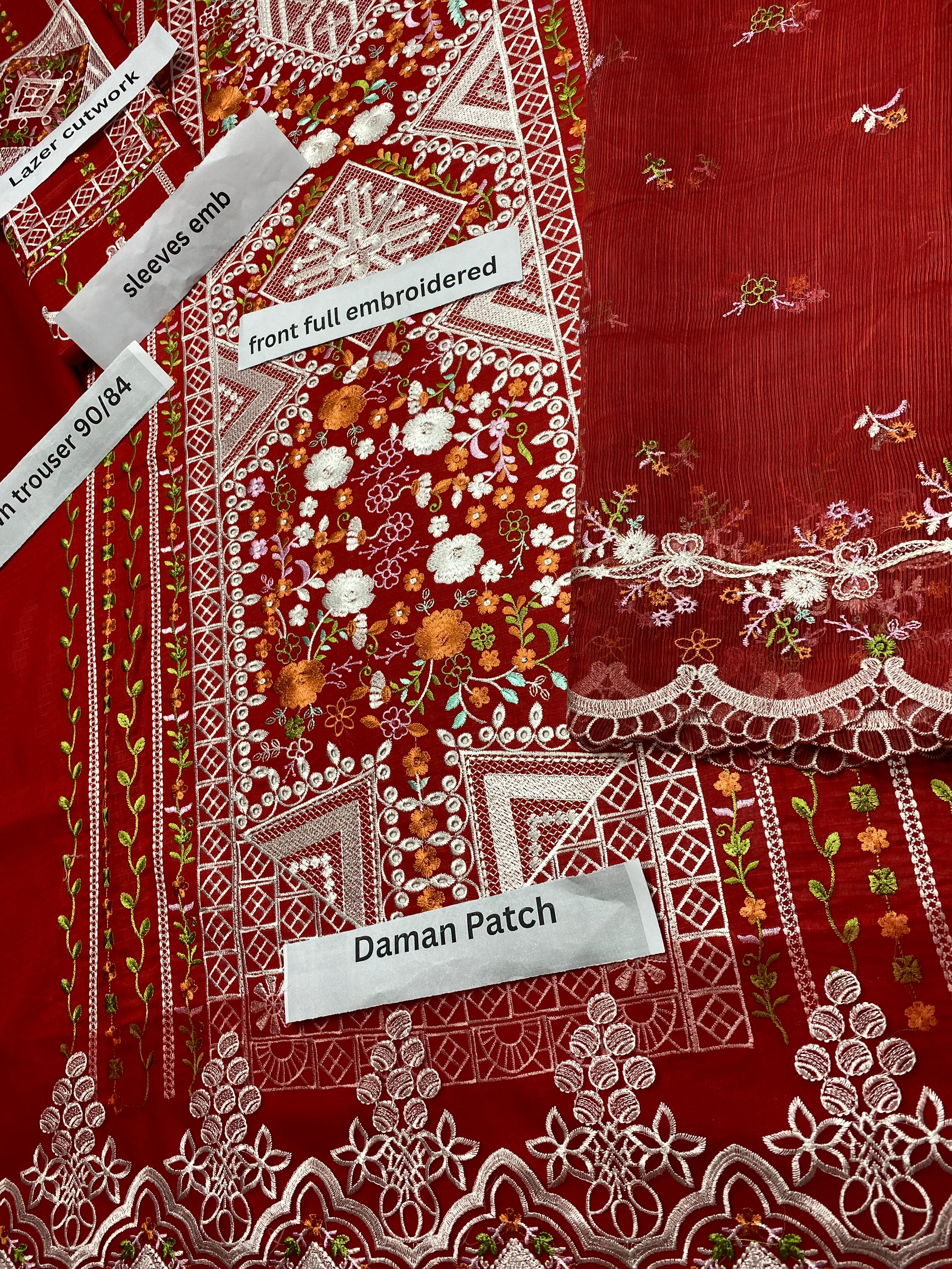 New Volume Lawn Embroidered 3PC Suit – Chikan Kari & Khadi Dupatta