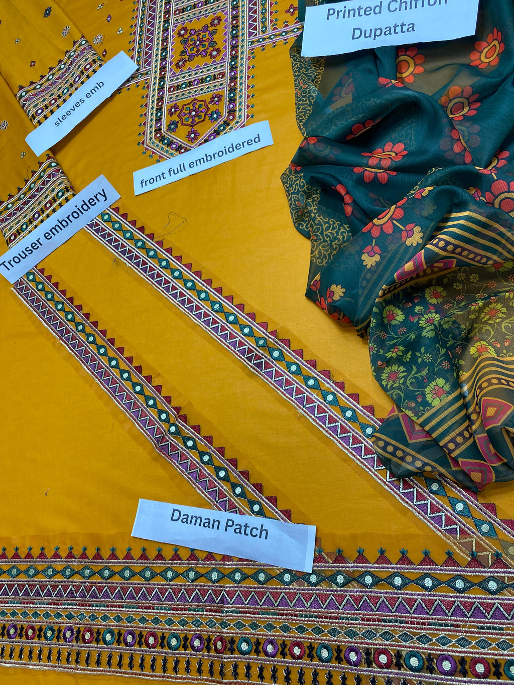 Lawn Embroidered 3PC Suit – Neck Embroidery & Jaggard Dupatta