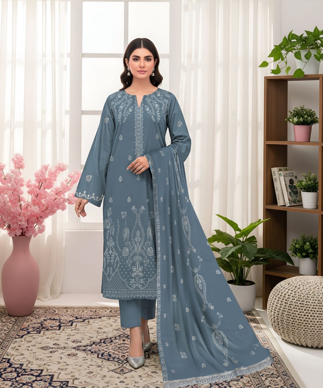 Luxury Lawn Bana Dora Embroidered Suit 2026 | Vol-211 | Shade A-02